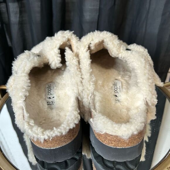 Birkenstock Shearling Papillio Boston Big Buckle Platform Fur NEW - Picture 5 of 6